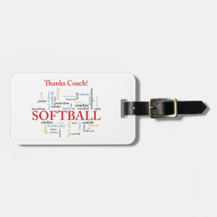Thanks Softball Coach Words From Group, Team, Red Luggage Tag
