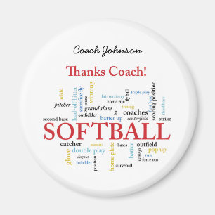 Thanks Softball Coach Words From Group, Team, Red Magnet