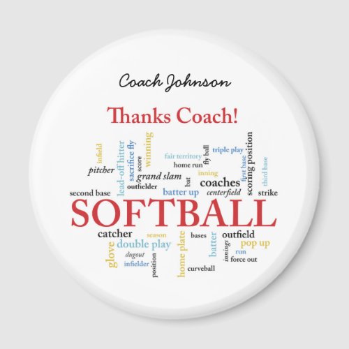 Thanks Softball Coach Words From Group Team Red Magnet