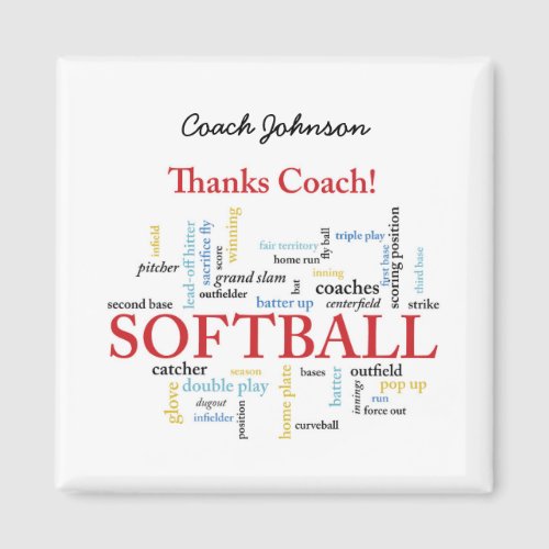 Thanks Softball Coach Words From Group Team Red Magnet