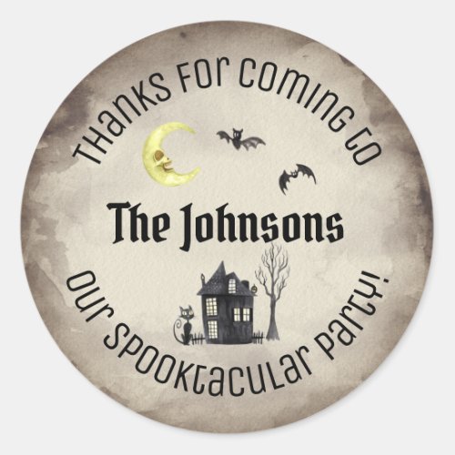 Thanks Spooktacular Halloween Party Favor Sepia Classic Round Sticker