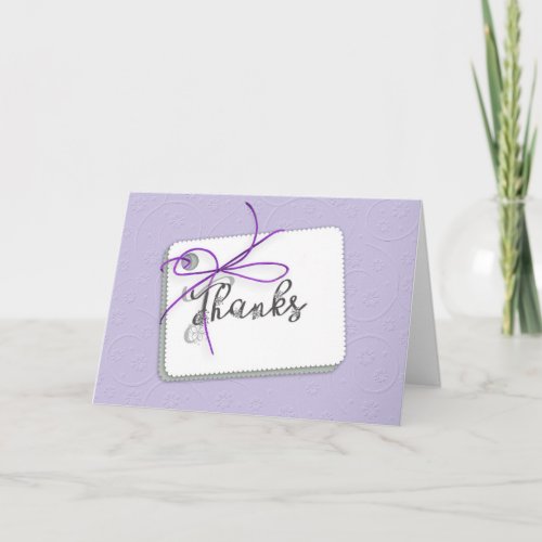 thanks tag with string bow thank you card