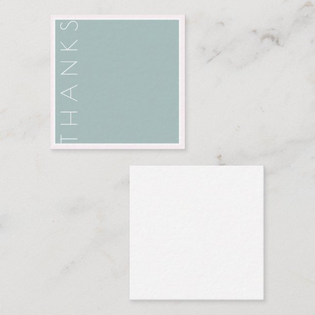 Thanks Teal White Pink Border Modern Stylish Note Card (Front/Back)