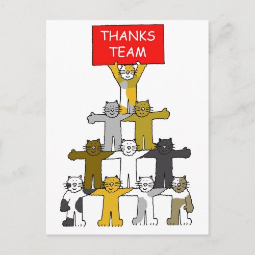Thanks Team Cartoon Cats Postcard