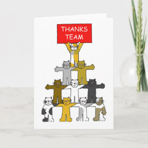 Thanks Team Cartoon Cats Thank You Card