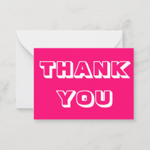 Thanks, Thank you, fuchsia pink white card