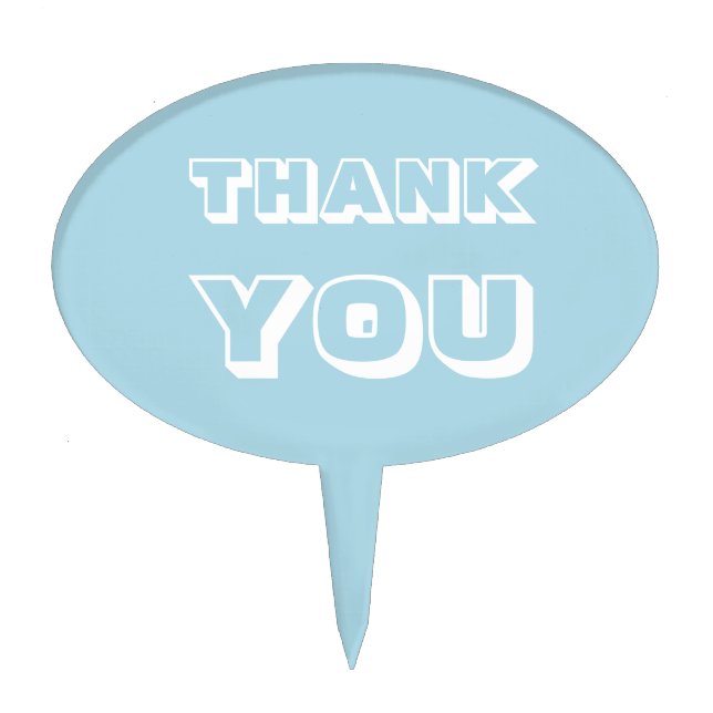 Thanks, Thank you, light blue white Cake Topper (Front)