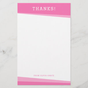 THANKS THANK YOU NOTE simple modern angles pink Stationery