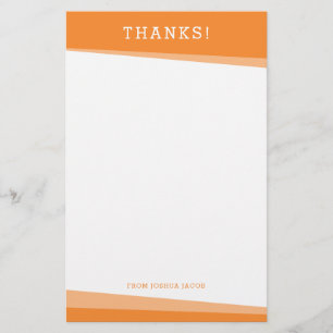 THANKS THANK YOU NOTE simple modern bold orange Stationery