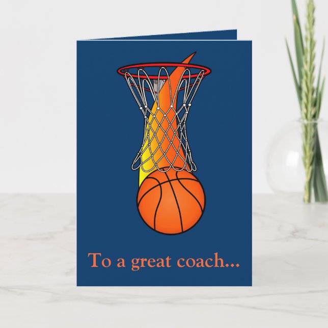 Thanks to a Basketball Coach for a Great Season Thank You Card (Front)