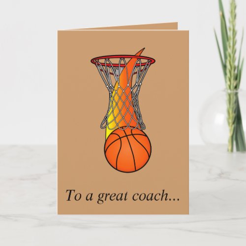 Thanks to a Basketball Coach for a Great Season Thank You Card