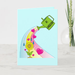 Thanks to a Caregiver Rainbow and Hearts Letterpress Thank You Card