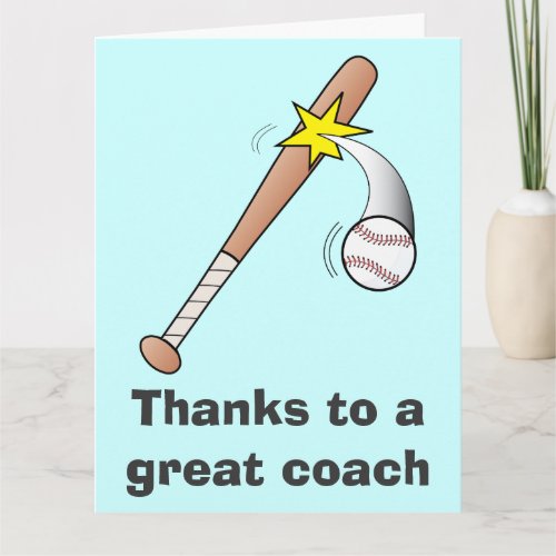 Thanks to a Great Baseball Coach from the Team Thank You Card