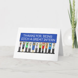 Thanks to a Great Intern Cartoon People Letterpress Thank You Card