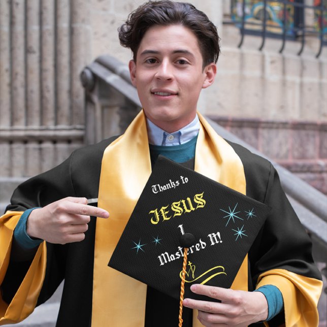 THANKS TO JESUS I MASTERED IT! CHRISTIAN GRADUATION CAP TOPPER (Creator Uploaded)