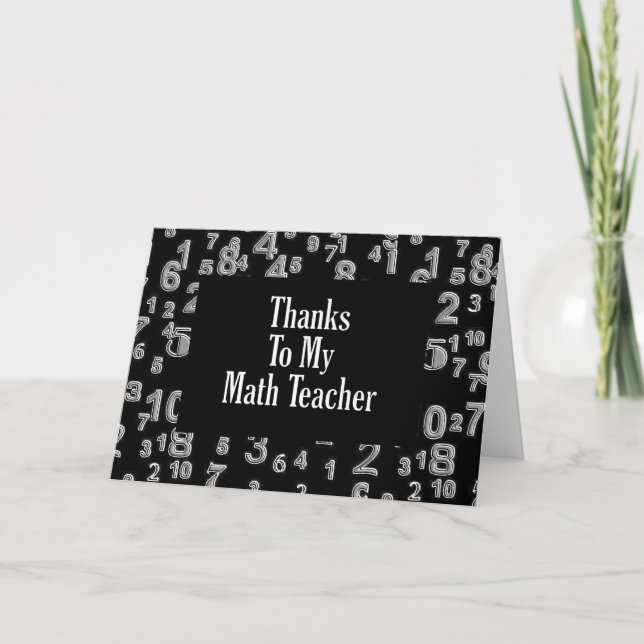 Thanks To My Math Teacher Letterpress Thank You Card (Front)
