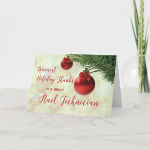 Thanks to Nail Technician Christmas Tree Ornament Card
