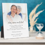 Thanks To Parents from Newlyweds Wedding Plaque<br><div class="desc">Thanks To Parents from Newlyweds Wedding. Parents of the happy couple will feel very moved indeed to receive this wonderful message showing them how much they mean to you on your wedding day! Simply add your favorite photo of your parents at the top, then follows your own special message and...</div>