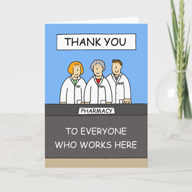 Thanks to Pharmacist Cartoon Group Card (Front)