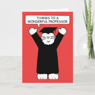 Thanks to Professor Cartoon Cat Thank You Card