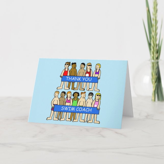 Thanks to Swimming Coach Thank You Card (Front)