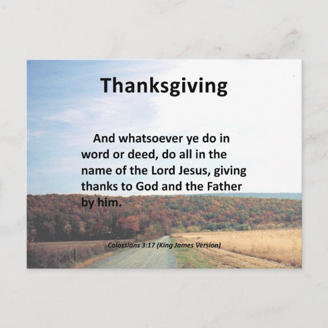 Thanks to the Father Thanksgiving Colossians 3:17 Holiday Postcard (Front)