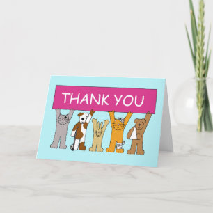 Thanks to Vet Cartoon Pets in Bandages Letterpress Thank You Card