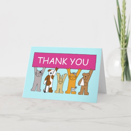 Thanks to Vet Cartoon Pets in Bandages Thank You Card