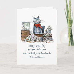 Thanks To Woman Accountant on Tax Day Funny Cat Card