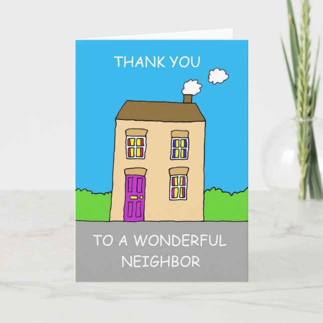 Thanks to Wonderful Neighbor American Spelling Thank You Card (Front)