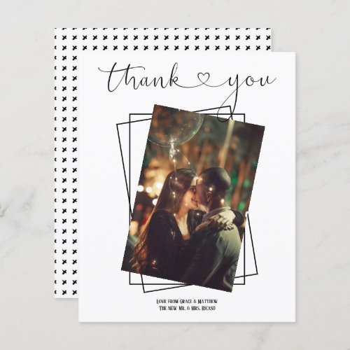 Thanks Typography Photo Personalized Wedding Card