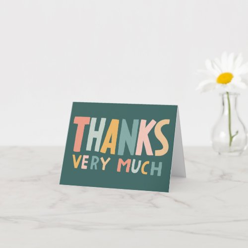 THANKS VERY MUCH Colorful Pastel Handlettered Cute Card
