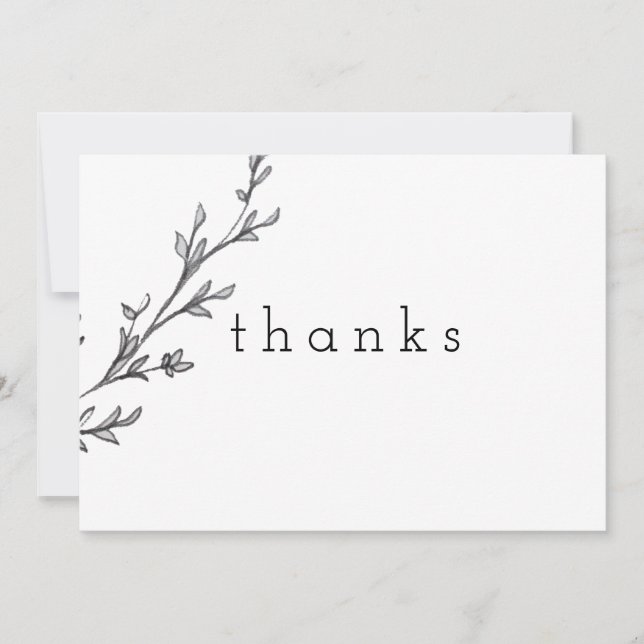 Thanks Watercolor Leaf Thank You Card (Front)