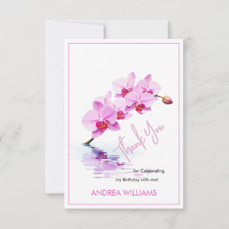 Thanks, Wild Orchid Flower Blossoms 50th Birthday Thank You Card