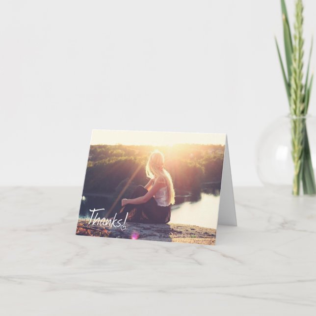 Thanks With A Heart Grad Photo folding Note Card (Front)
