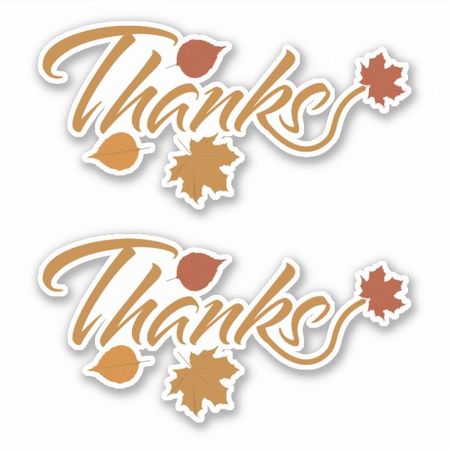 Thanks with Fall Leaves Sticker (Front)