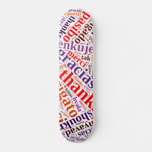 Thanks word cloud skateboard deck