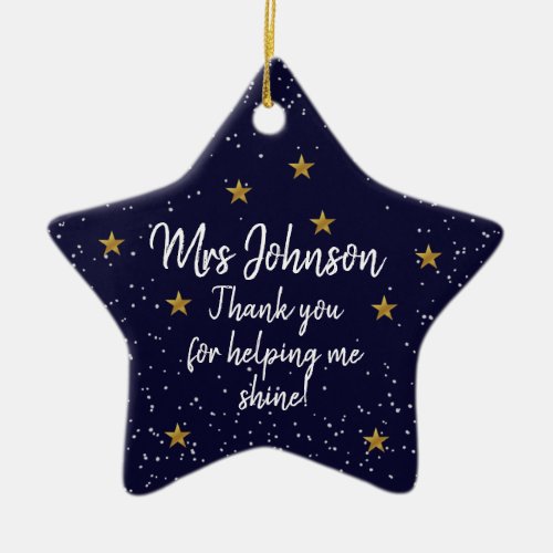 thanks you for helping me shine teacher ceramic ornament