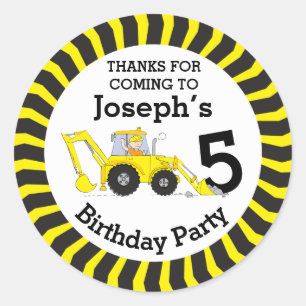 Thanks you kids construction birthday sticker