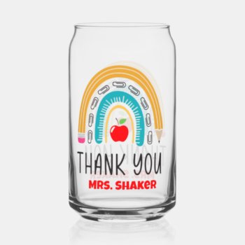 Thanks You Teacher Appreciation Apple Pencil Can Glass by FidesDesign at Zazzle