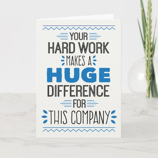 Thanks, Your Hard Work Makes Huge Difference Letterpress Thank You Card (Front)