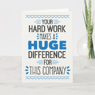 Thanks, Your Hard Work Makes Huge Difference Letterpress Thank You Card