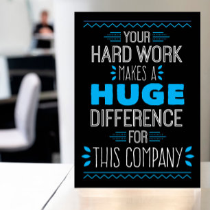 Thanks, Your Hard Work Makes Huge Difference Letterpress Thank You Card
