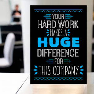 Thanks, Your Hard Work Makes Huge Difference Letterpress Thank You Card