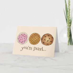 Thanks You're Sweet Bake Sale Cookies Letterpress Thank You Card