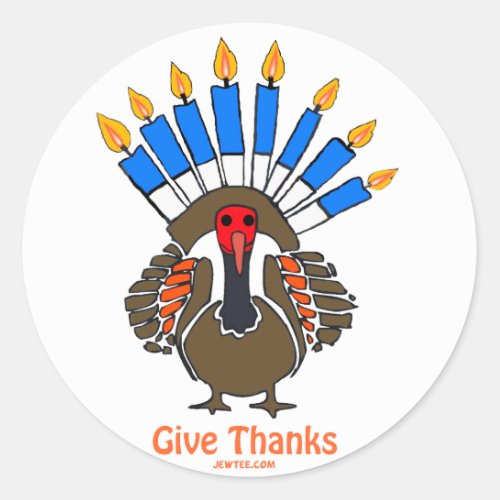 Thanksanukkah Thanksgivukkah  turkey menorah gift Classic Round Sticker