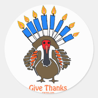 Thanksanukkah Thanksgivukkah turkey menorah gift Classic Round Sticker