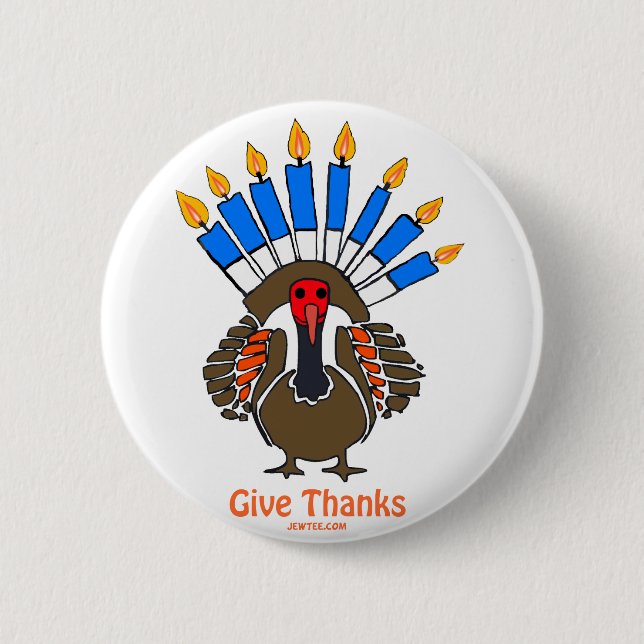 Thanksanukkah Thanksgivukkah  turkey menorah gift Pinback Button (Front)