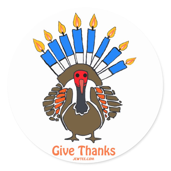 Thanksanukkah Thanksgivukkah  turkey menorah gift Stickers