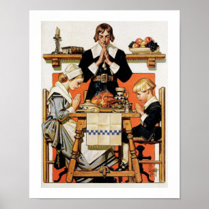 "Thanksgiving 1648". Vintage Art Poster